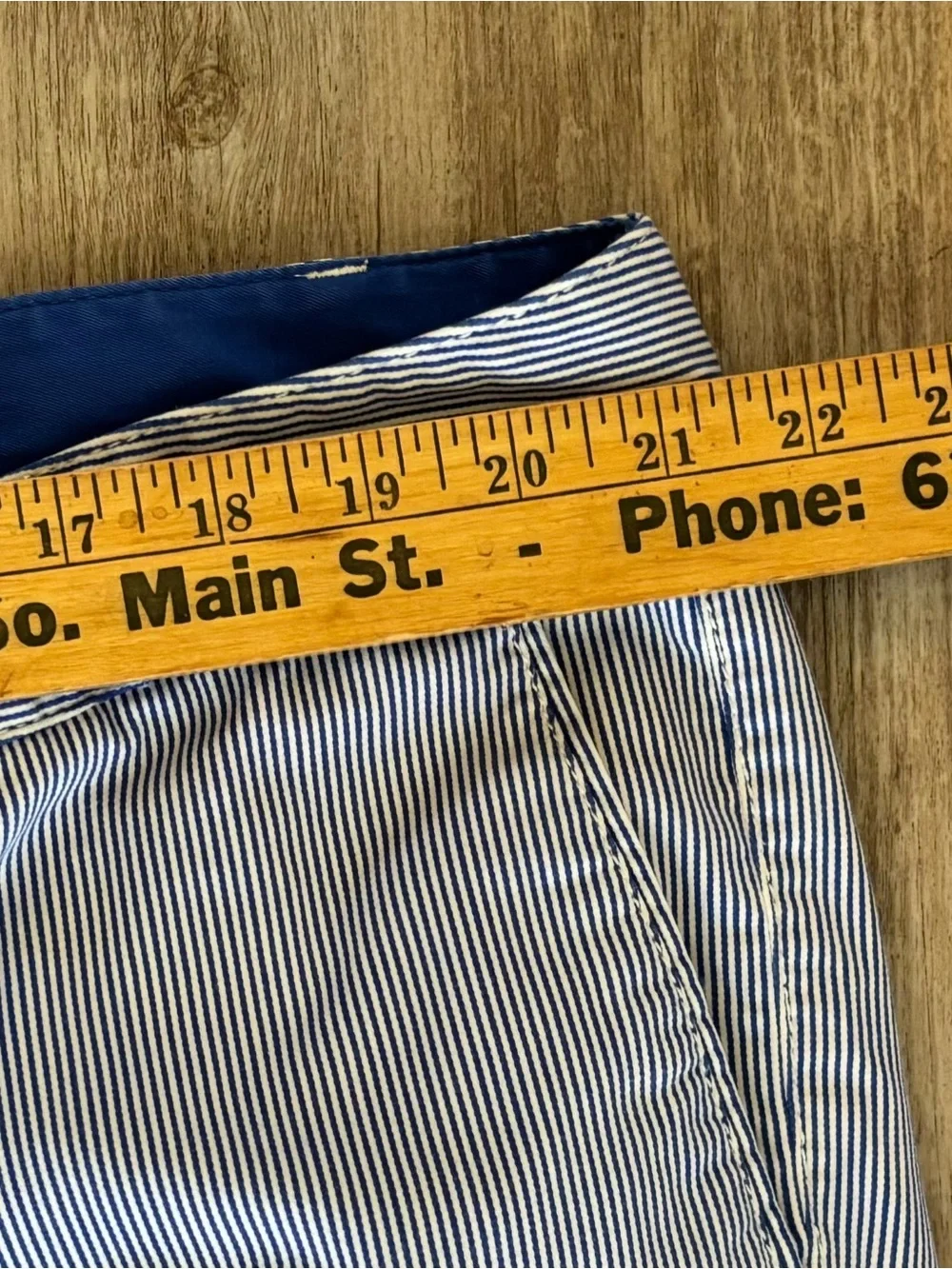 Talbots Weekend Chino Pants Blue & White Pinstripes 16W